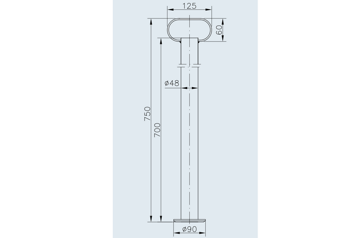 WINTERHOFF RSR48-700 fast stöd för 150 kg flaksläp 48 mm 700 mm