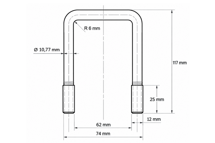 DROMET fyrkantig klämma typ C klämma M12 62×117mm