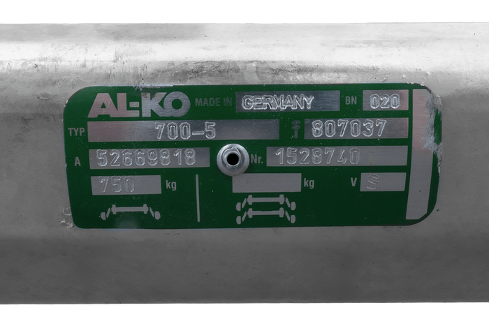 AL-KO OPTIMA obromsad axel för släpvagn 750kg 1285mm 1620mm 4x100