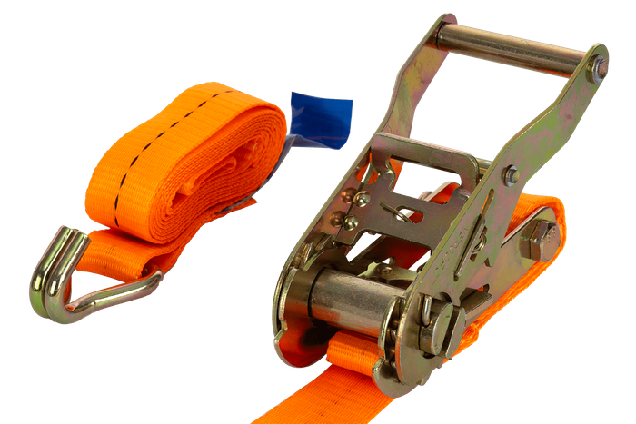 Set med fyra UNITRAILER 2m/25mm/1t orange transportband med spännare