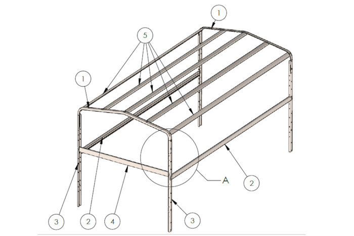 H-1100 ram för presenningskåpa till UNITRAILER GARDEN TRAILER 264 och 264/2KIPP trailer 
