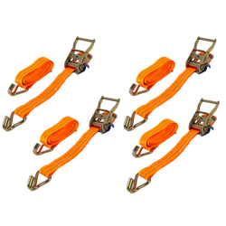 Set med fyra UNITRAILER 3m/35mm/2t orange transportband med spännare