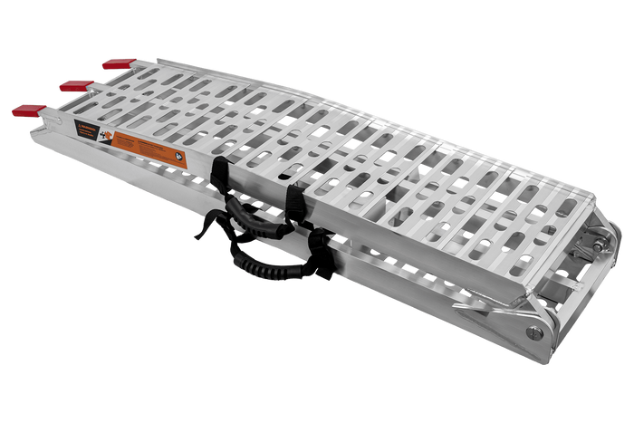 UNITRAILER ALR003 hopfällbara ramper aluminiumramper för släpvagnar 221cm 680kg med rem och stöd, set om 2