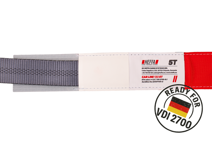 HEFFA CARLINE 130 bärgningsbilstransportband hjulsäkringsband 2,8m/50mm/5t VDI 2700
