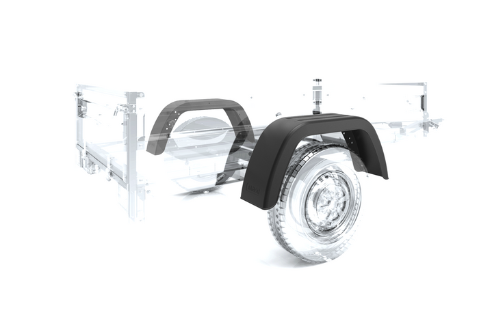 Set med två stänkskärmar för en 13-14" trailer DOMAR D20112 platta hjulhus 660/190mm