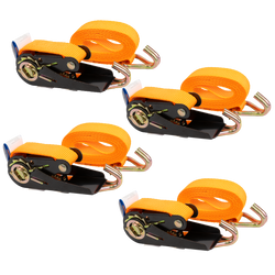 Set med fyra KAMAR 3m/25mm/0.8t orange transportremmar med spännare