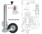 WINTERHOFF VK60-KH-200VBB automatiskt stödhjul med handtag 250kg 60mm 560-1030mm